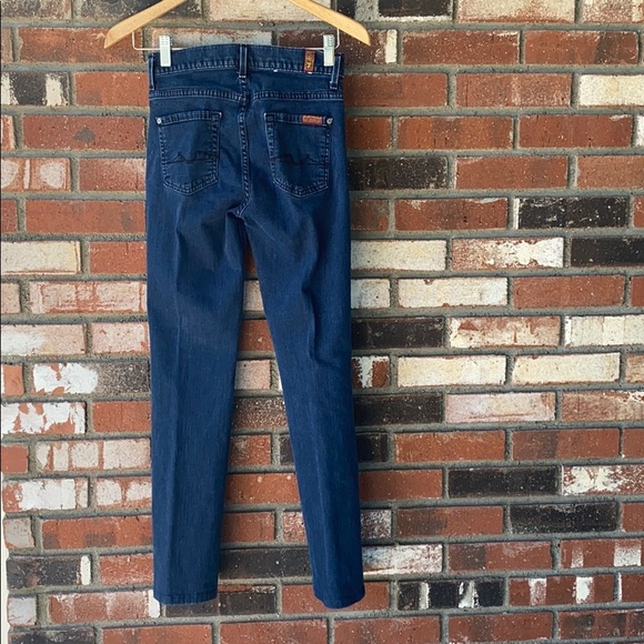 WOMENS size 25 7 for all mankind high waist straight leg jeans Made in USA🇺🇸👖🩵💙 - Picture 3 of 5